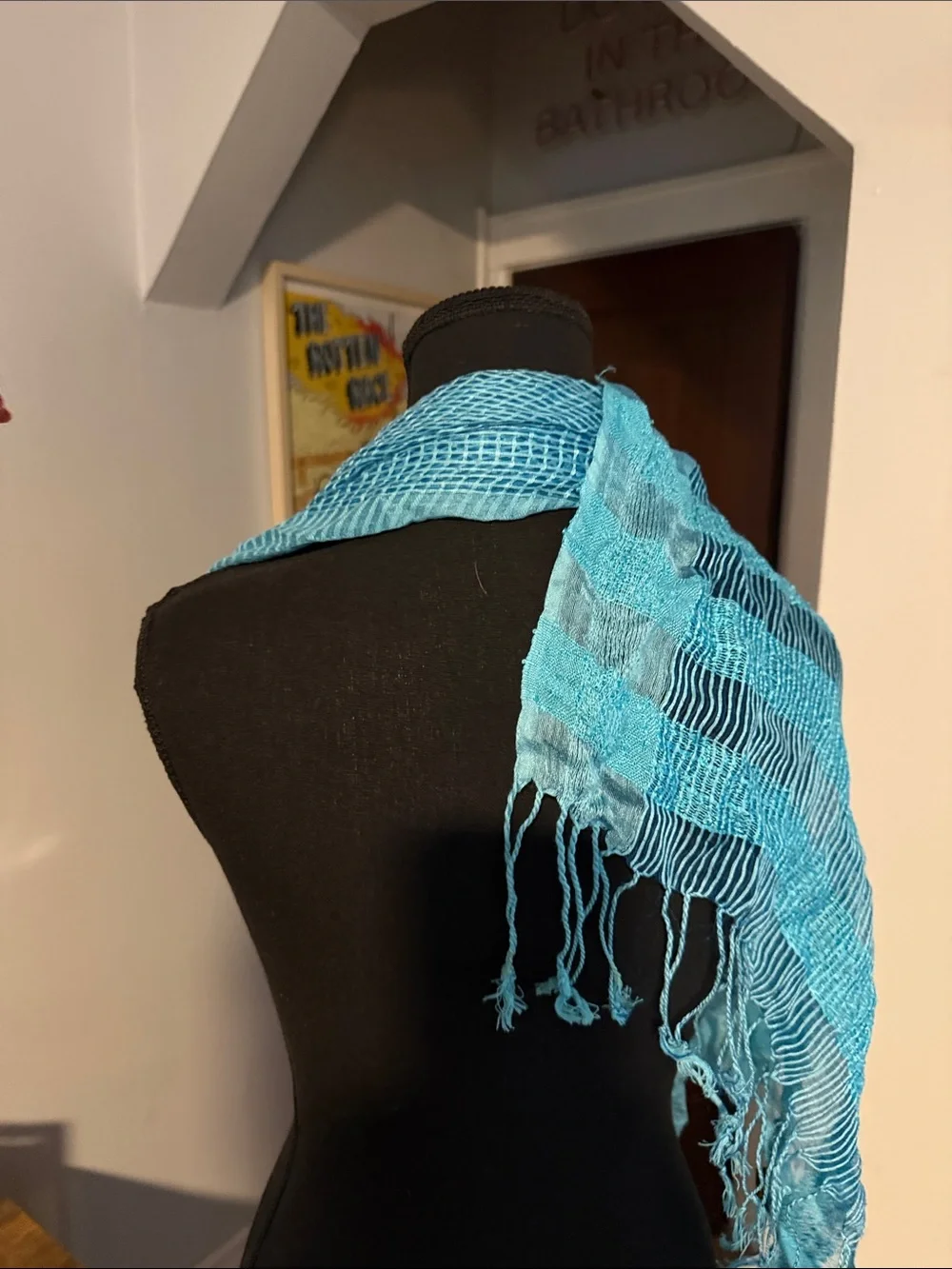 Lightweight Turquoise Fringe Scarf